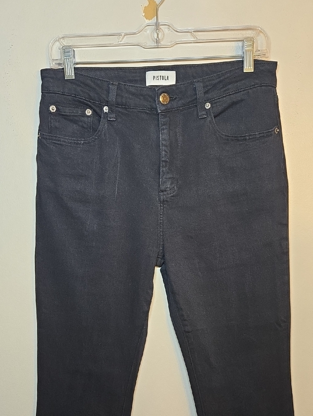 Pistola Lennon High Rise Crop Boot Jeans Abyss Wash Raw Hem Dark Denim Size 28 - Picture 3 of 11